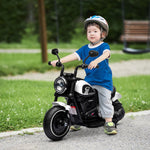 6v Electric Motorbike With Training Wheels, One-button Start | White