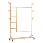 Bamboo Clothes Rack With Bottom Shelf Shoe Clothing Organizer