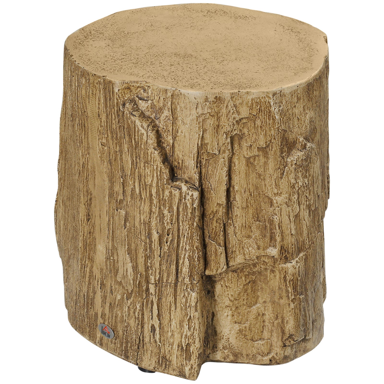 HOMCOM Concrete Side Table Tree Stump End Table For Indoor Outdoors Natural