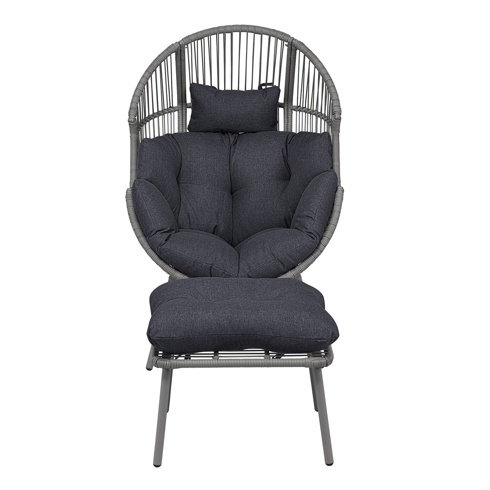 Nestara Standing Egg Chair And Stool | One Size | Dark Grey