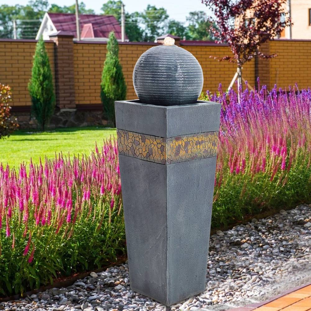 Modern Style Trapezoidal Water Polo Fountain With Warm Light Outdoor