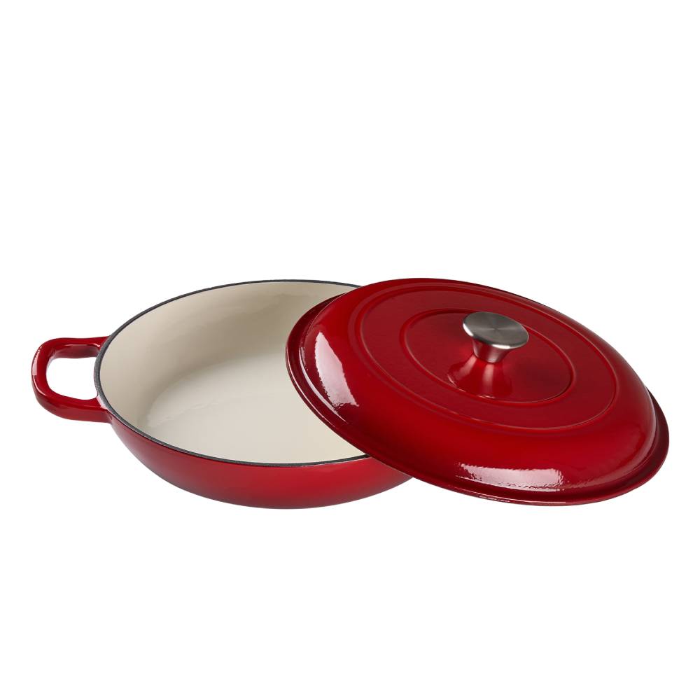 3.2l Enameled Cast Iron Dutch Oven Pot With Lid | Red