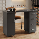 Mobile Manicure Table With 1 Cabinet And 4 Drawers | Black