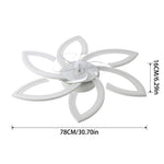 White 6-petal Ceiling Fan Light 3 Blades With 3-color Dimming, 6-speed ​, Remote Control, Timer & App Control