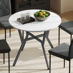 Small Kitchen Table With Black Steel Legs, Dining Table | White