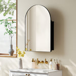HOMCOM Bathroom Mirror Cabinet With Mirror Arched Wall Cabinet Black