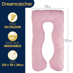 Pregnancy Pillow, U Shaped Shredded Memory Foam Maternity Cushion Machine Washable & Removable Velvet Cover | L | Pink