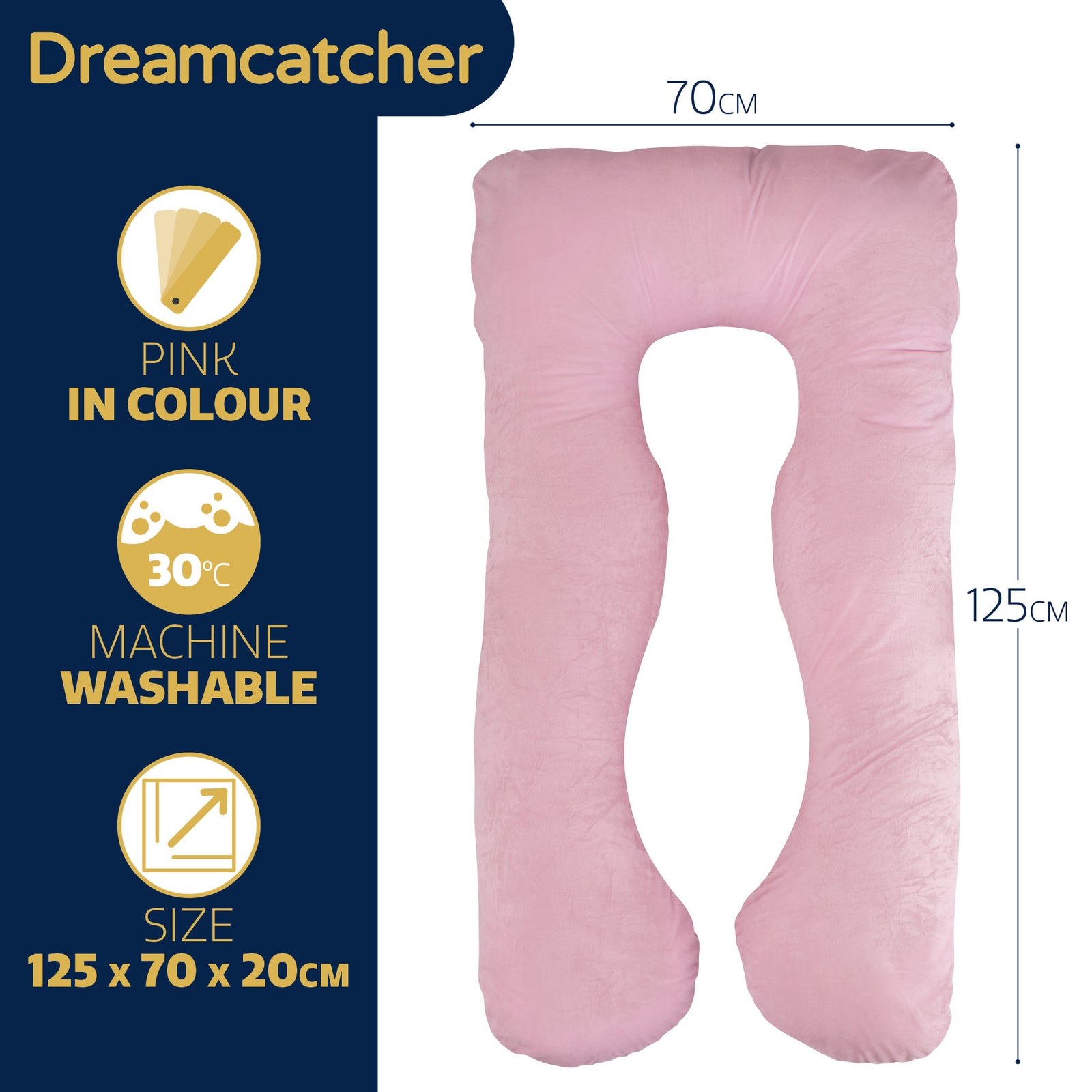 Pregnancy Pillow, U Shaped Shredded Memory Foam Maternity Cushion Machine Washable & Removable Velvet Cover | L | Pink