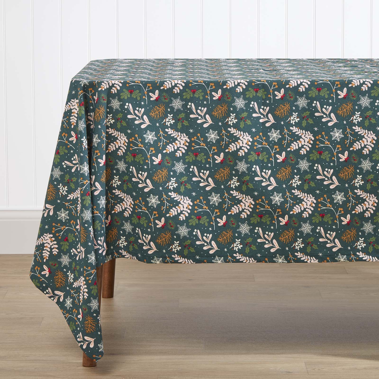 Festive Forest 100% Cotton Green Christmas Tablecloth | 178 x 305cm | Green