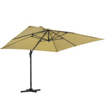 Large Square Patio Parasol With Durable Polyester Canopy, Pa Waterproof Coating, Adjustable Height, 360° Foot Pedal Rotation With Cross Base | One Size | Taupe