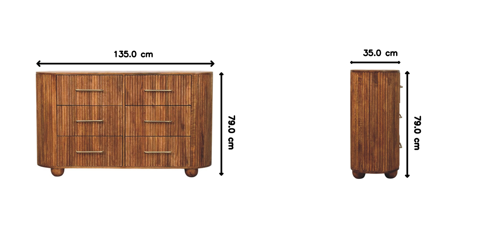 Ridgefront Chest - Amber Oak, 6 Drawers, brown