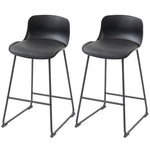 HOMCOM Modern Bar Stools Set Of 2, Pu Leather Upholstered Barstools, Black