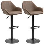 Adjustable Barstools With Footrest Set Of 2 | Brown