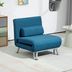 Single Folding 5 Position Convertible Sleeper Chair Sofa Bed | One Size | Sky Blue