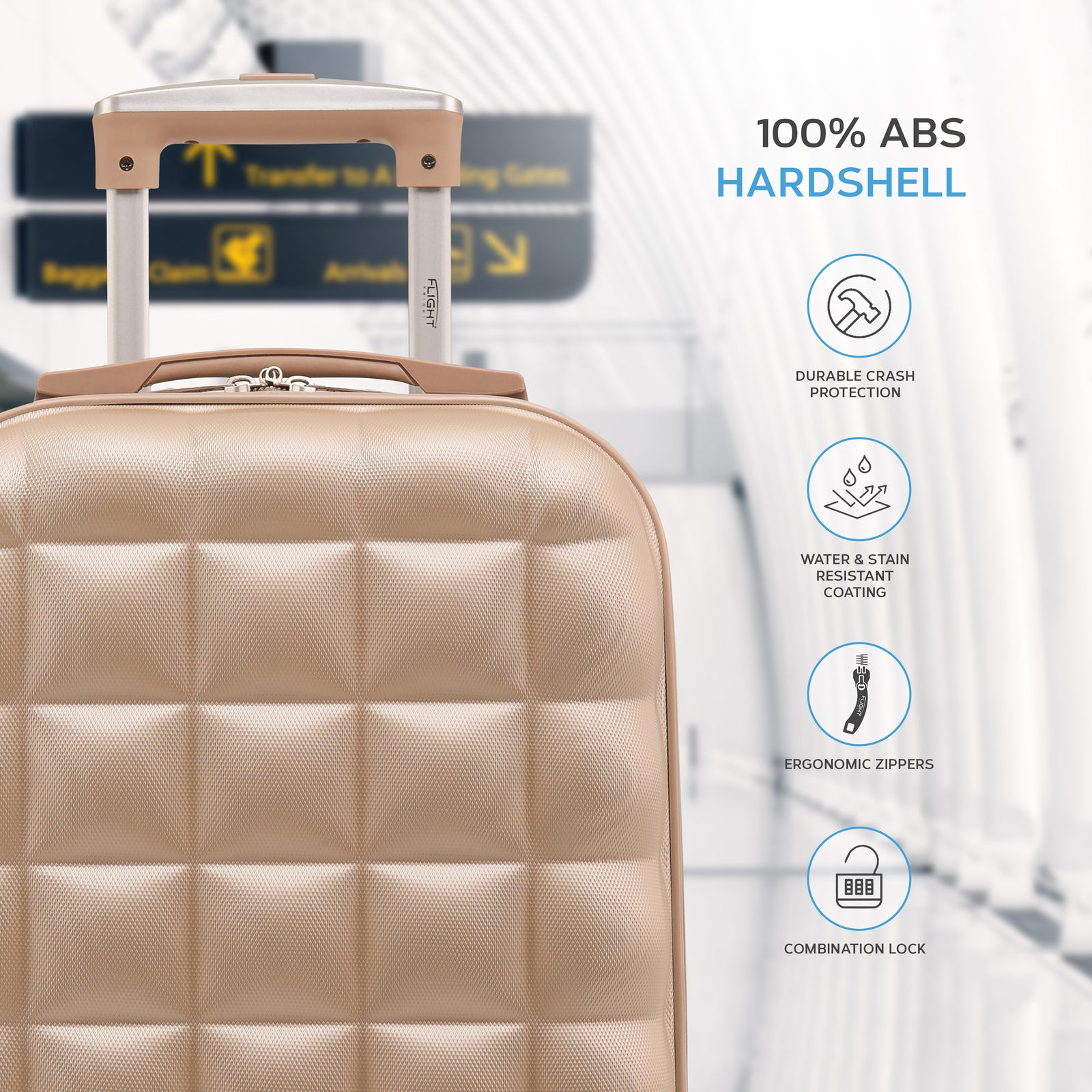 55x35x20cm Hard Case Bubble Carry On Suitcase - 100+ Airline Approved | Cabin | Champagne