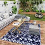 1.8 X 2.7m Reversible Outdoor Rv Rug, Geometric And White