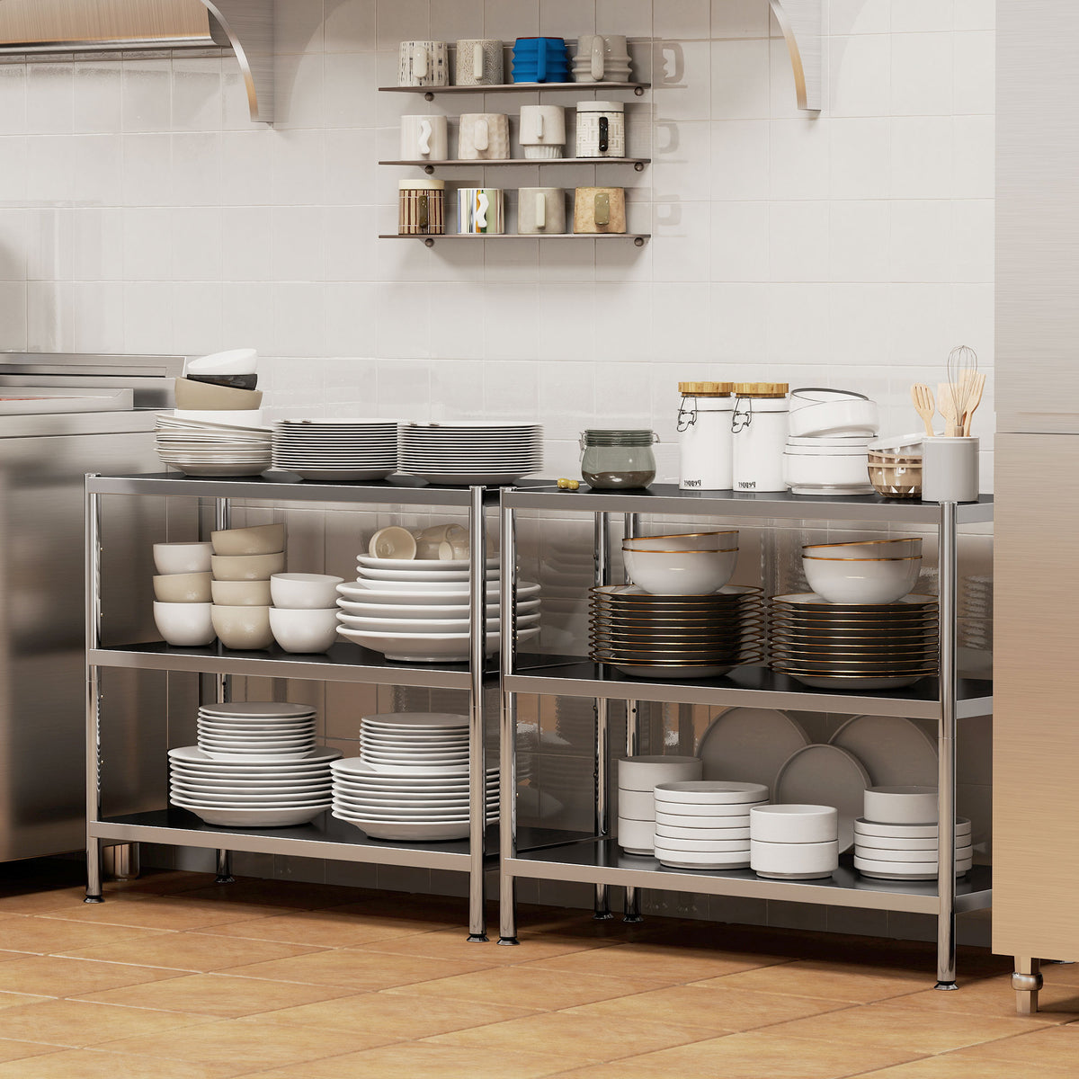 HOMCOM Stainless Steel Bakers Rack, Microwave Stand For Small Spaces