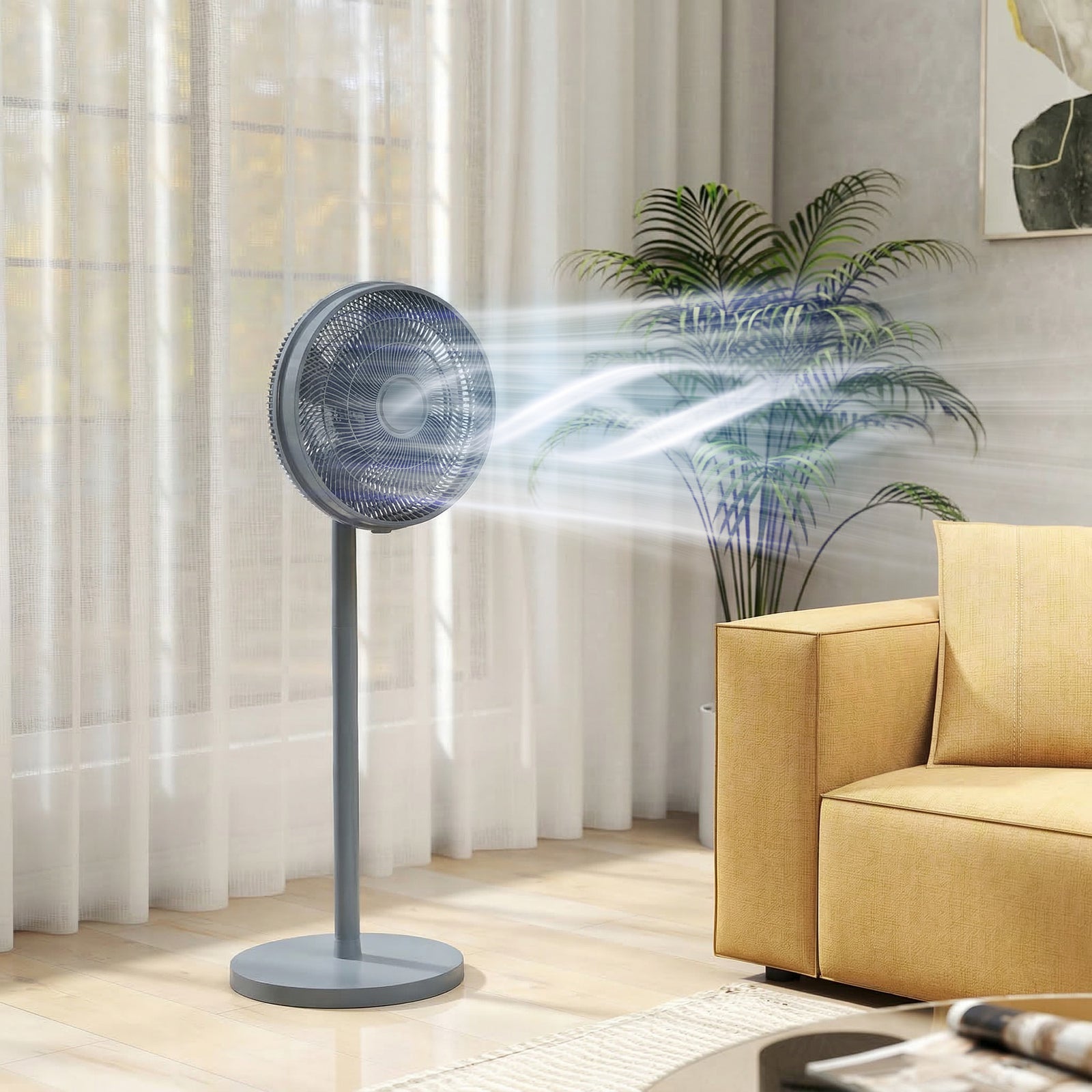 40 Cm Standing Pedestal Fan, Quiet Electric Cooling Floor Fan | Grey