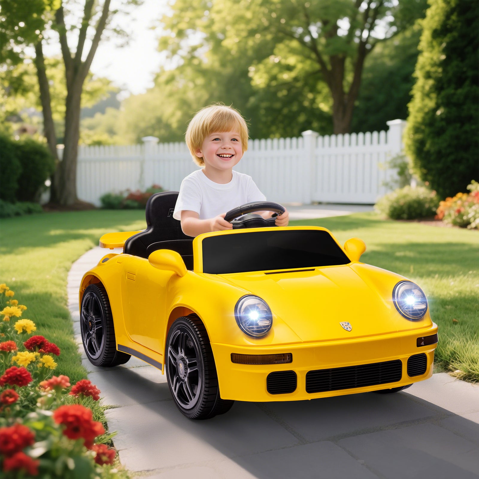 Battery Powered Kids Electric Car With Remote Control | Yellow