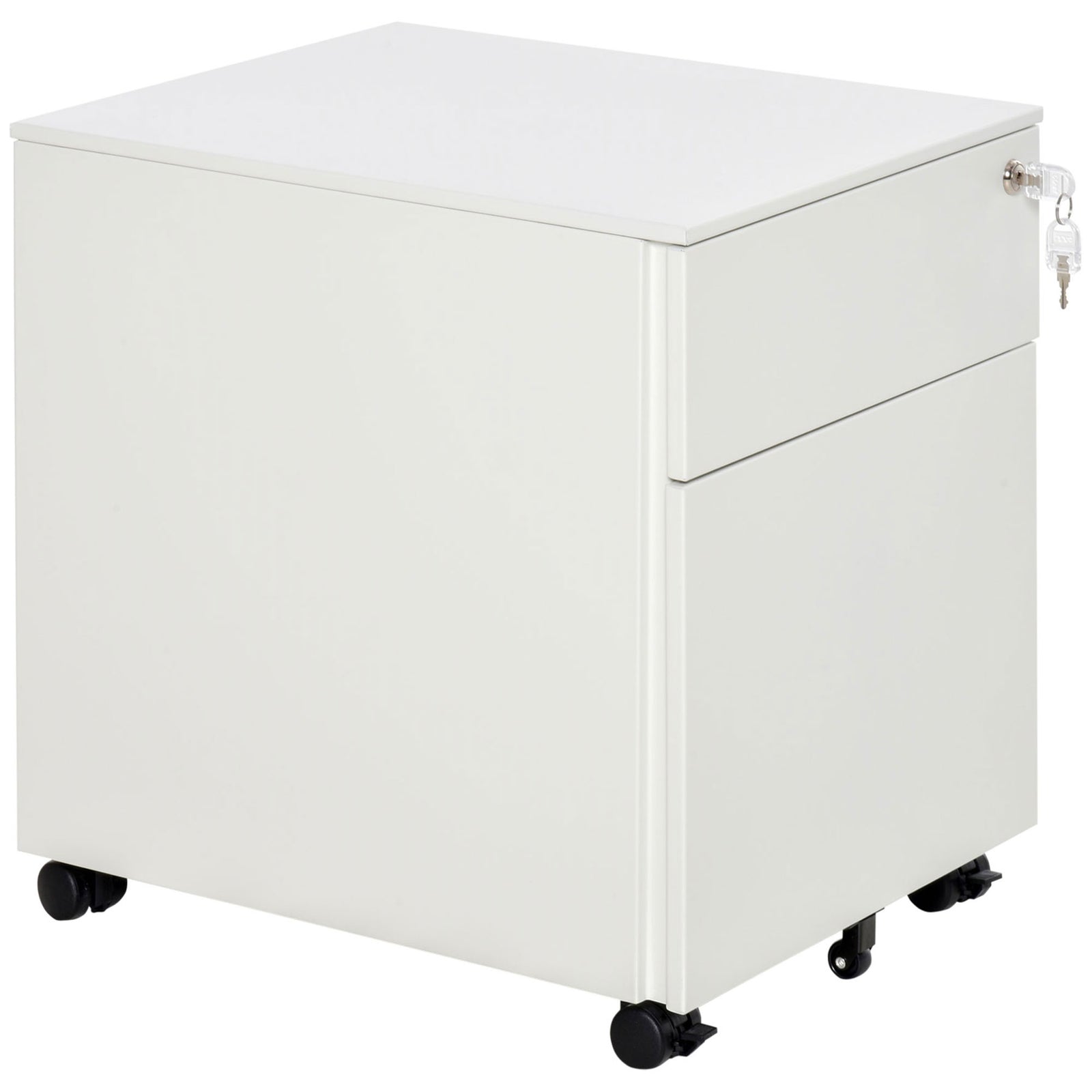 Mobile File Cabinet Steel Lockable With Pencil Tray | One Size | White