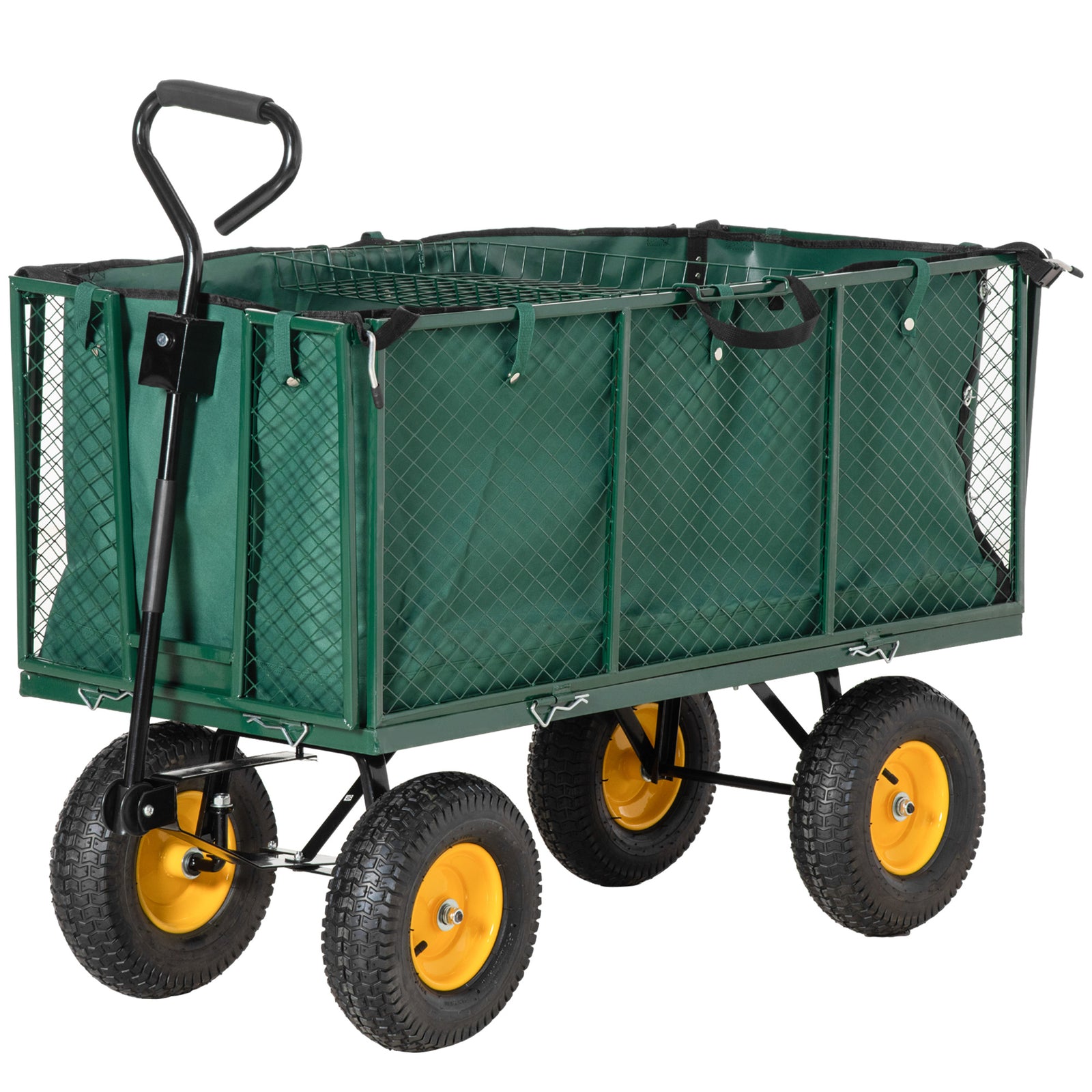 Heavy Duty 4 Wheel Garden Trolley Cart Dump Truck