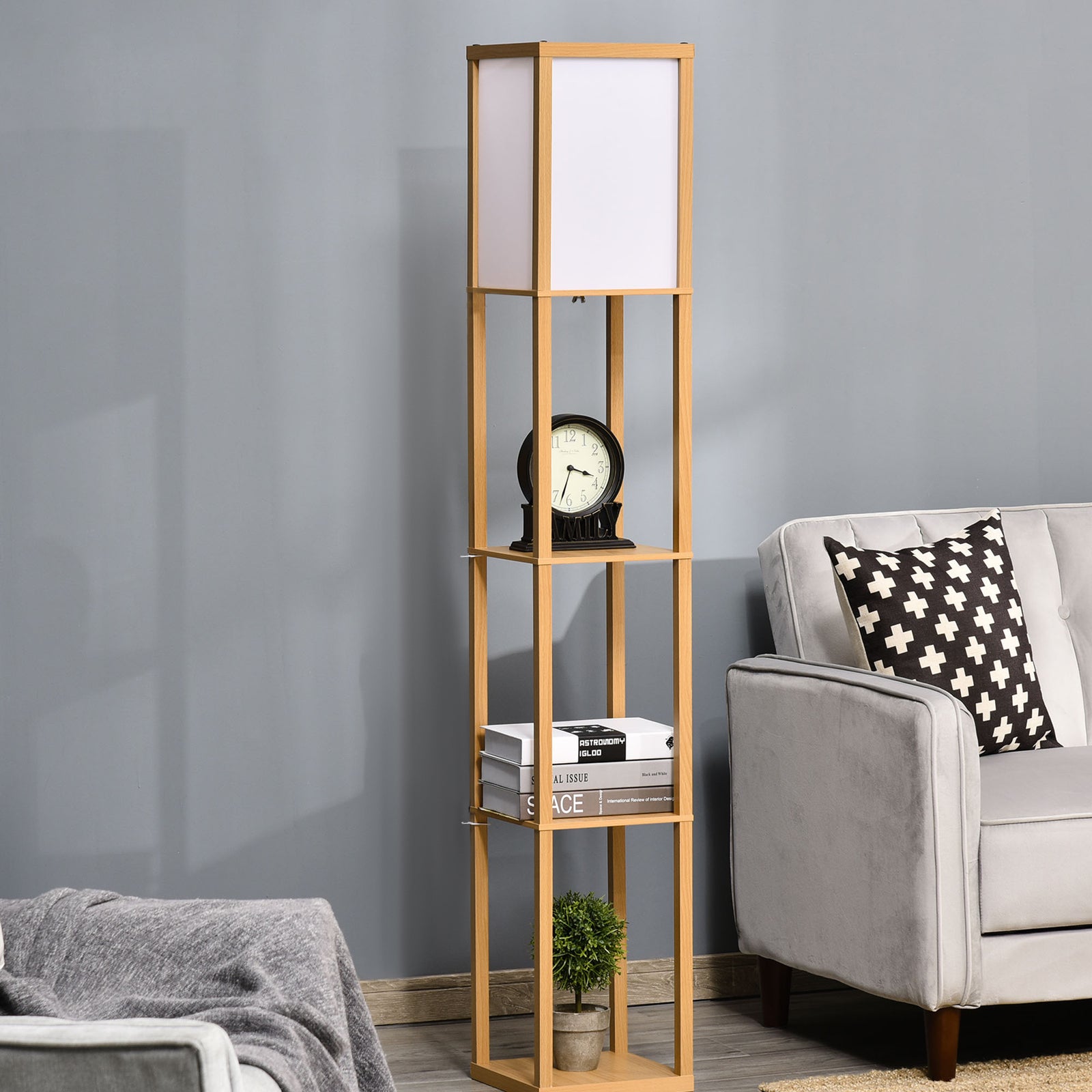 Floor Lamp Reading Lamp With 3-tier Storage Shelf Acrylic | One Size | Natura