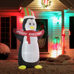 8ft Inflatable Penguin & Christmas Banner Decor Inner Led