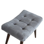 Solid Wood Grey Cotton Velvet Curved Bench