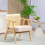 Rattan Armchair With Wood Frame Seat Cushion Bedroom