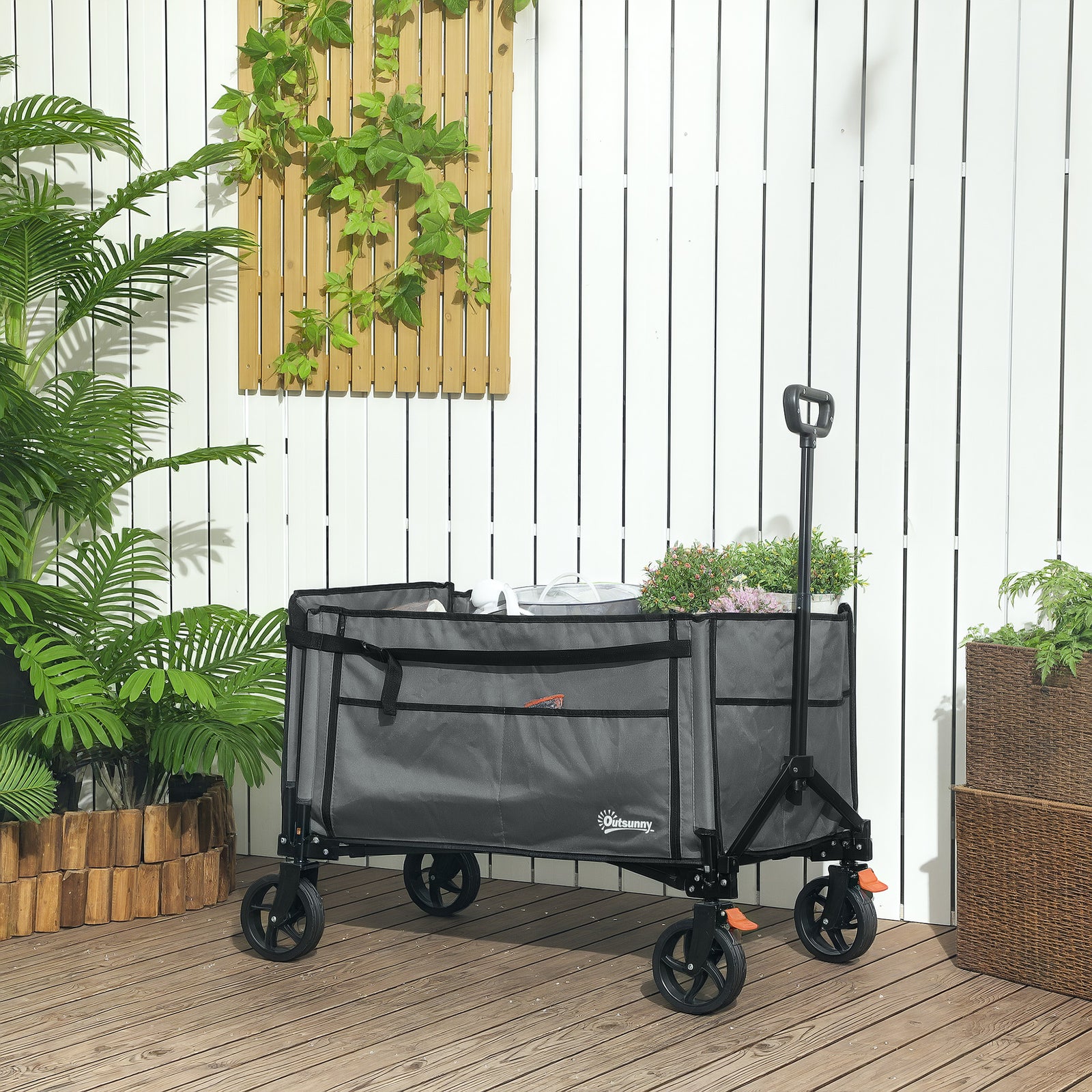 150l Folding Trolley, Collapsible Wagon | Gray