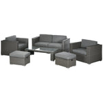 6 Pcs Pe Rattan Garden Furniture Set With Padded Cushions
