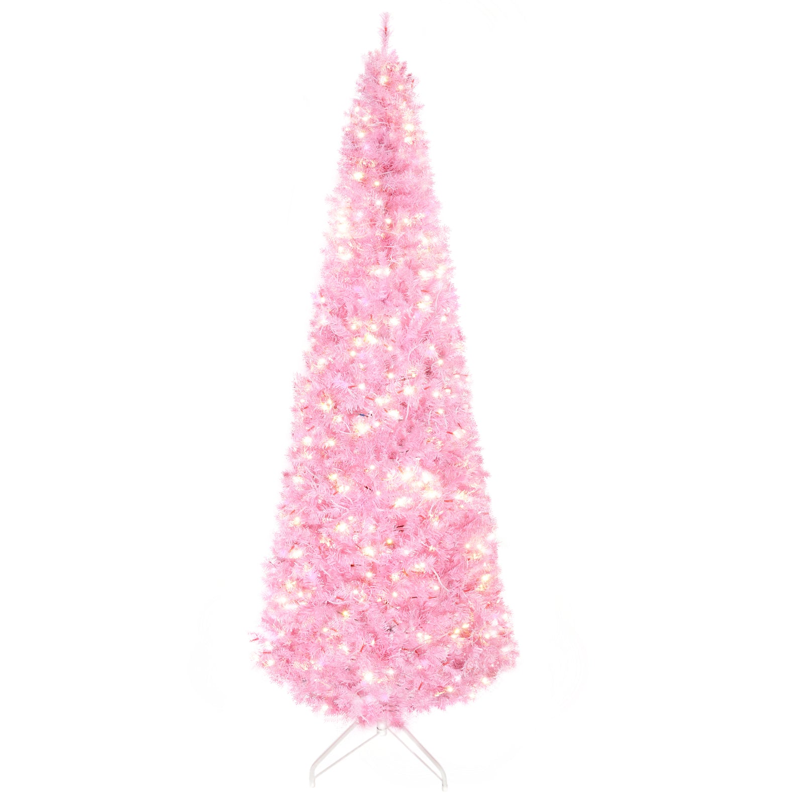 5/6/7ft Tall Prelit Pencil Artificial Christmas Tree | 5ft | Pink