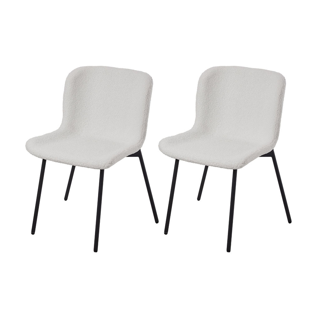 2pcs Teddy Fleece Upholstered Dining Chair