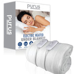 Luxury Electric Blanket Fully Fitted Heated Bed Underblanket Polyester Detachable Control 3 Heat Settings | King | White