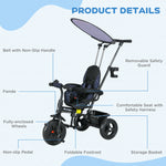 6 In 1 Kids Tricycle W/ Removable Handle For 1.5+ Year | Black