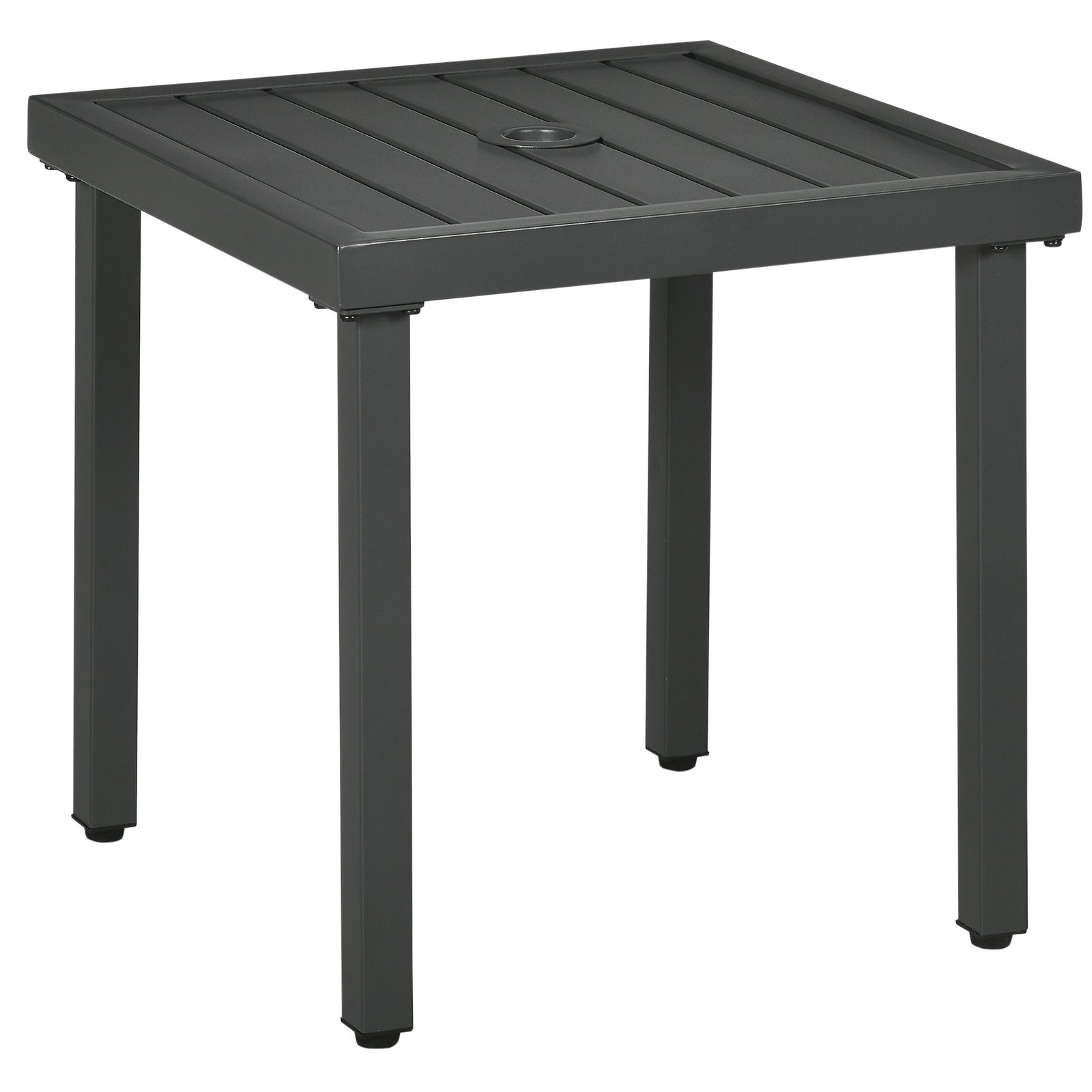 Patio End Table With Umbrella Hole And Steel Frame