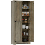 HOMCOM Farmhouse Kitchen Cupboard, Kitchen Cabinet, Grey Wood-effect