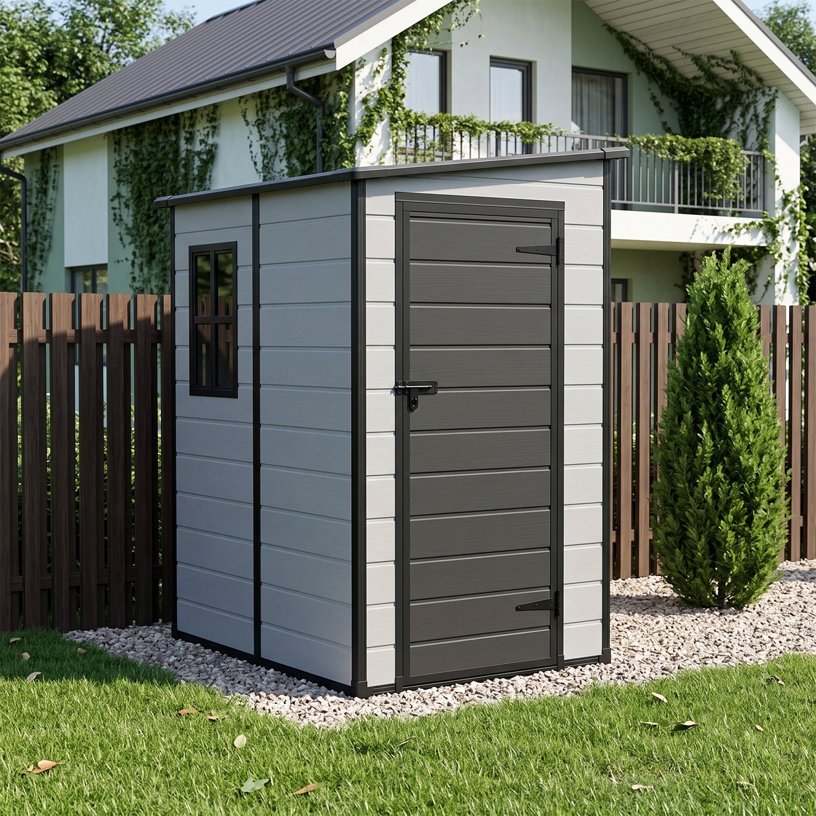 Breeins 5x4 Ft Pent Roof Garden Plastic Storage Shed