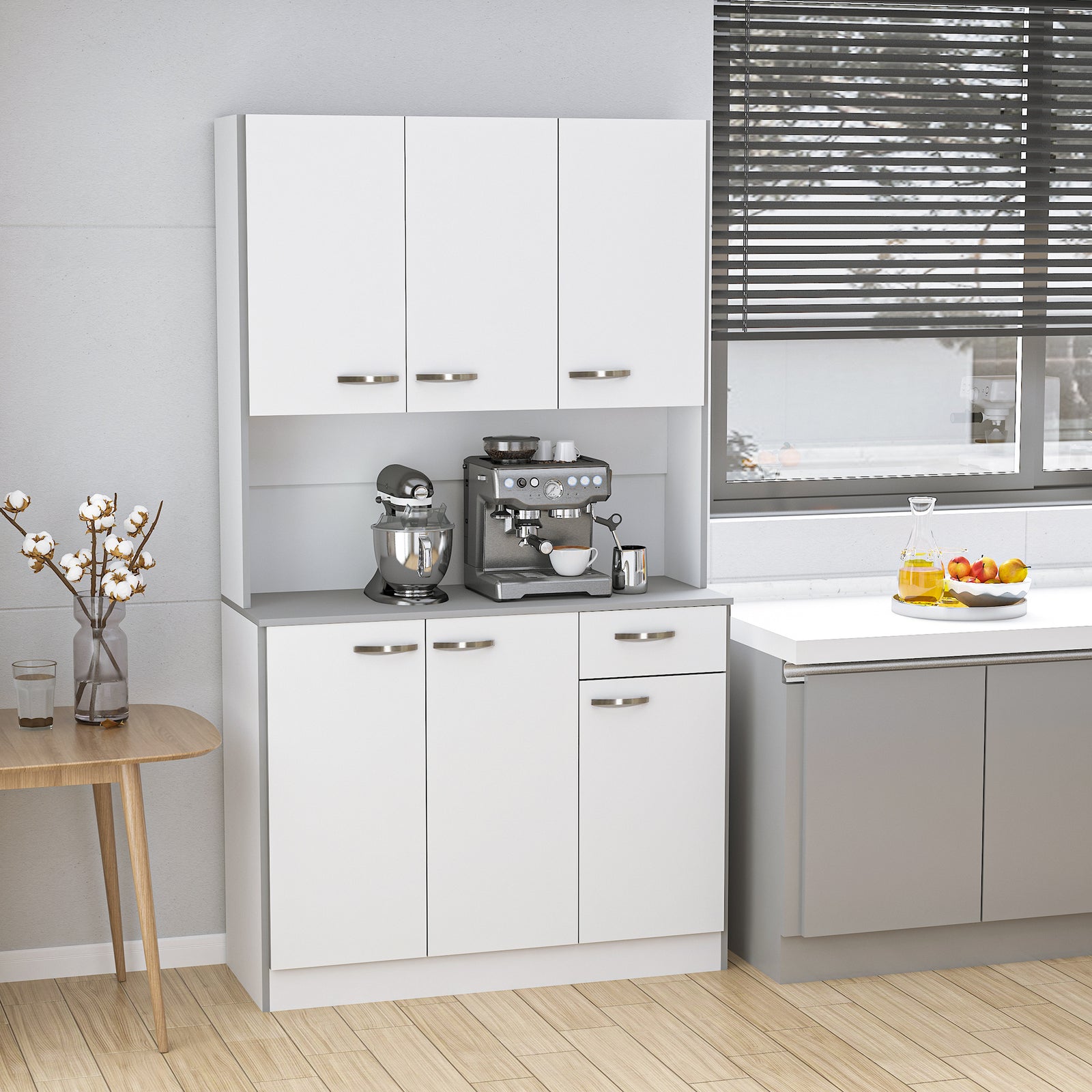 Kitchen Storage Cabinet With 6 Doors Drawer Adjustable