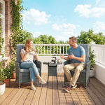 Rattan Bistro Set, Reclining Garden Chairs And Table | Dark Grey