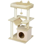 Cat Tree, 90cm Cat Tower With Sisal Scratching Posts | Beige