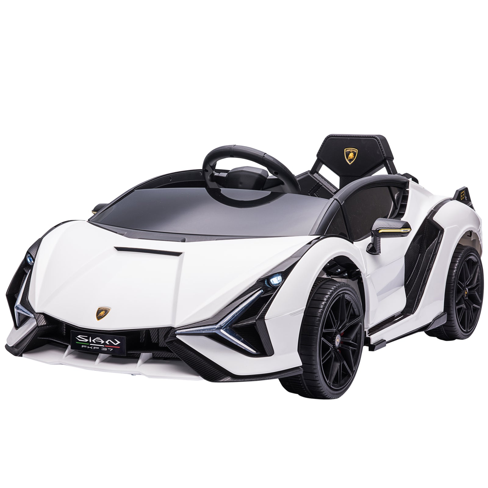 Lamborghini Sian 12v Kids Electric Ride On Car Toy W/ Remote Control | White