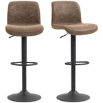 Barstools Set Of 2, Dining Stools With Backrest And Footrest | Brown