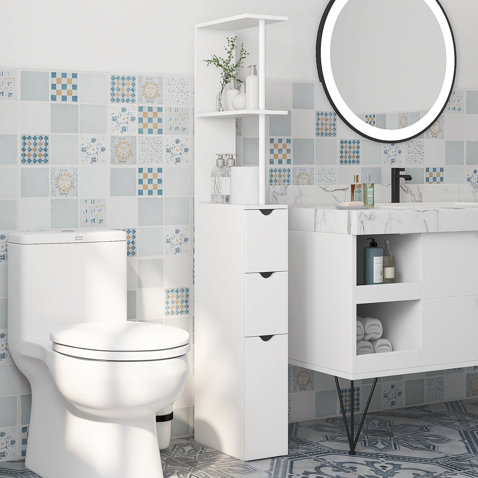 Tall Bathroom Cabinet, Bathroom Storage Cabinet W/ Shelf