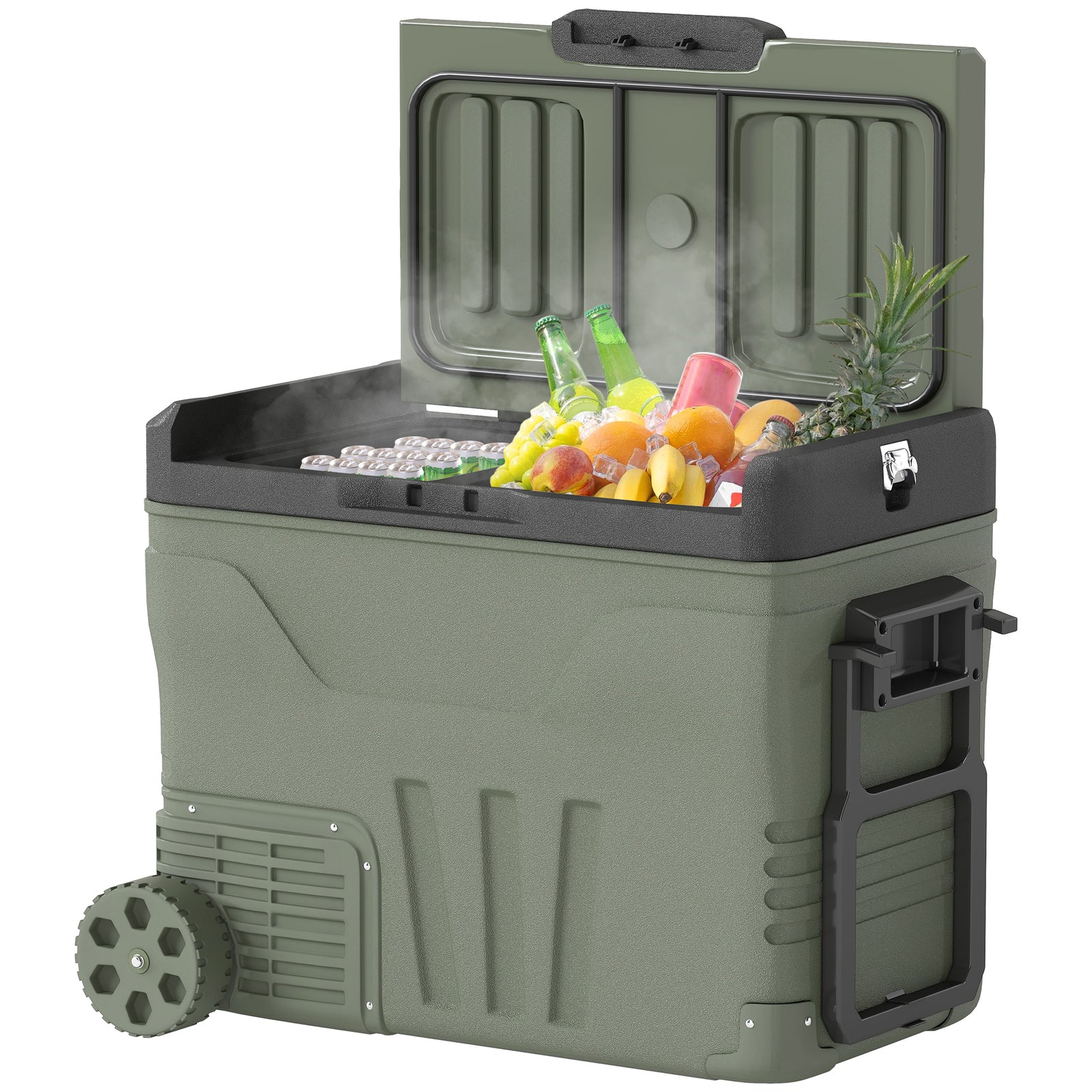 Camping Fridge Freezer Dual Zone, Portable Car Fridge | Large | Green