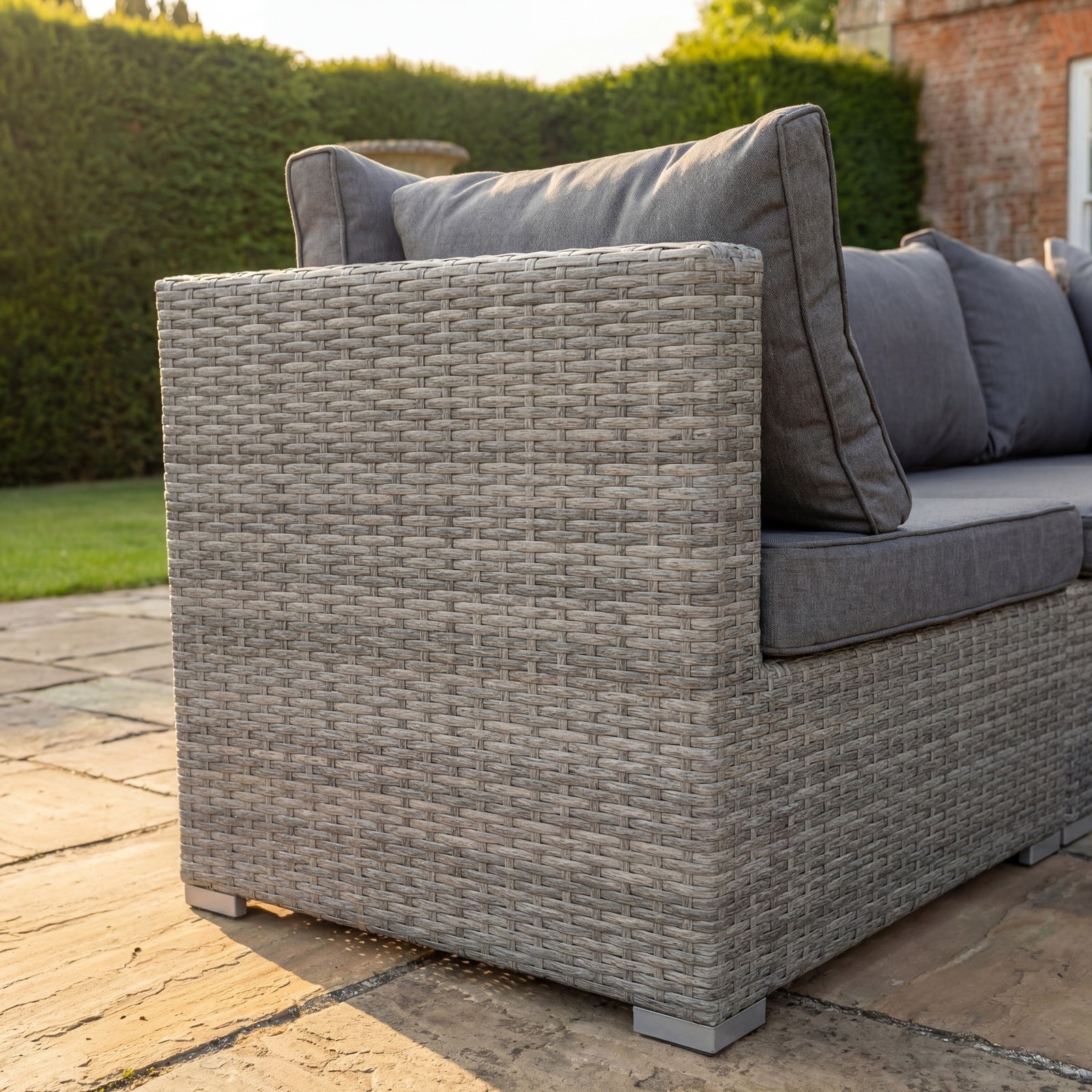 Oliena 10 Seat Modular Rattan Large U-shape Garden Furniture | 9 Piece | Grey
