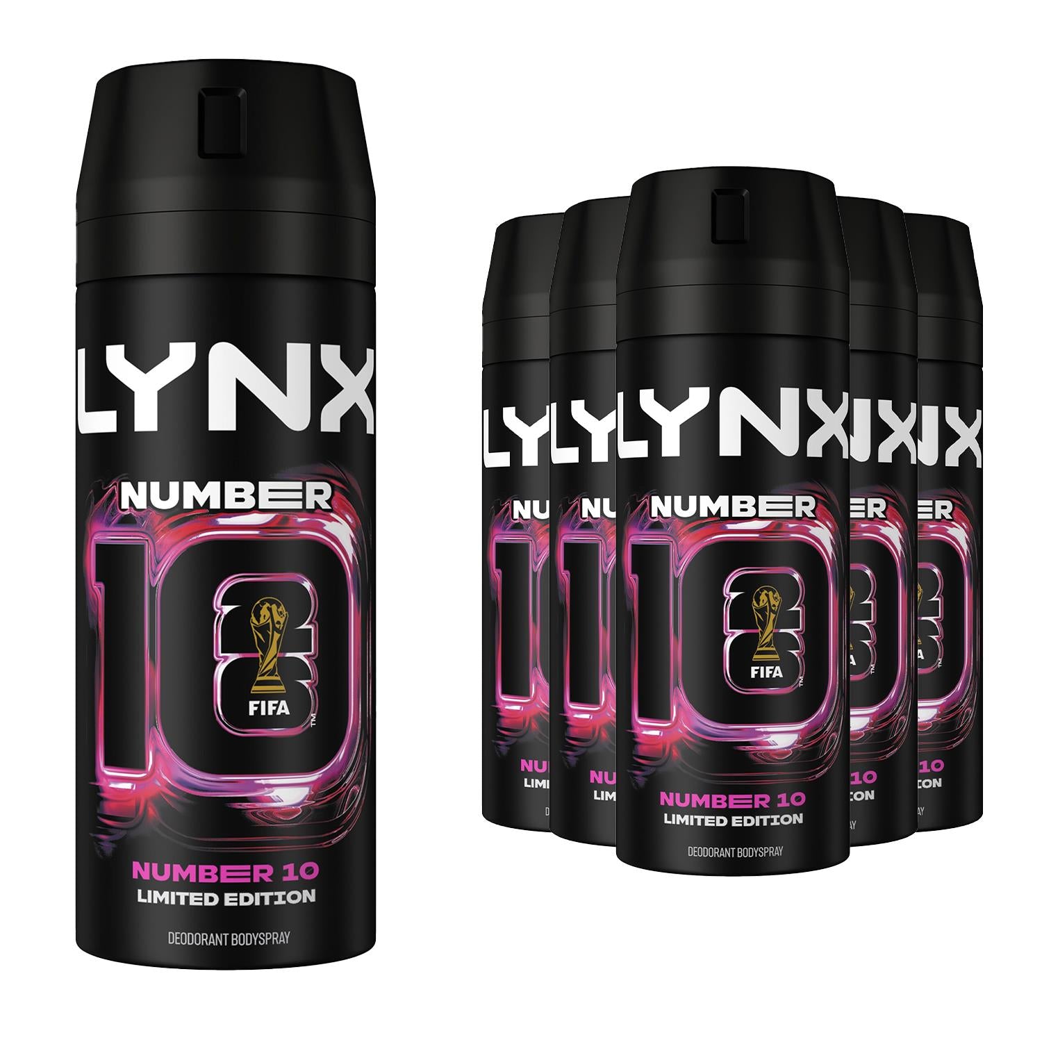 Number 10 Fifa Aerosol Body Spray Deo Citrus & Watermelon Scent 150ml, 6 Pack