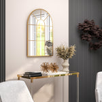 Arched Window Wall Mirror For Living Room Bedroom, 91x60cm | Gold