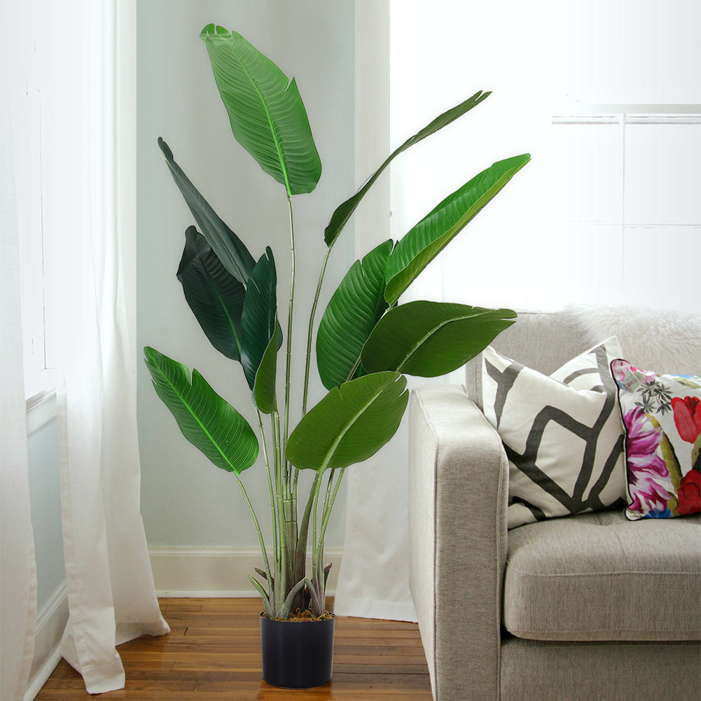160cm/180cm Tall Artificial Banana Leaf Tree Faux Large Plants In Pot | Small