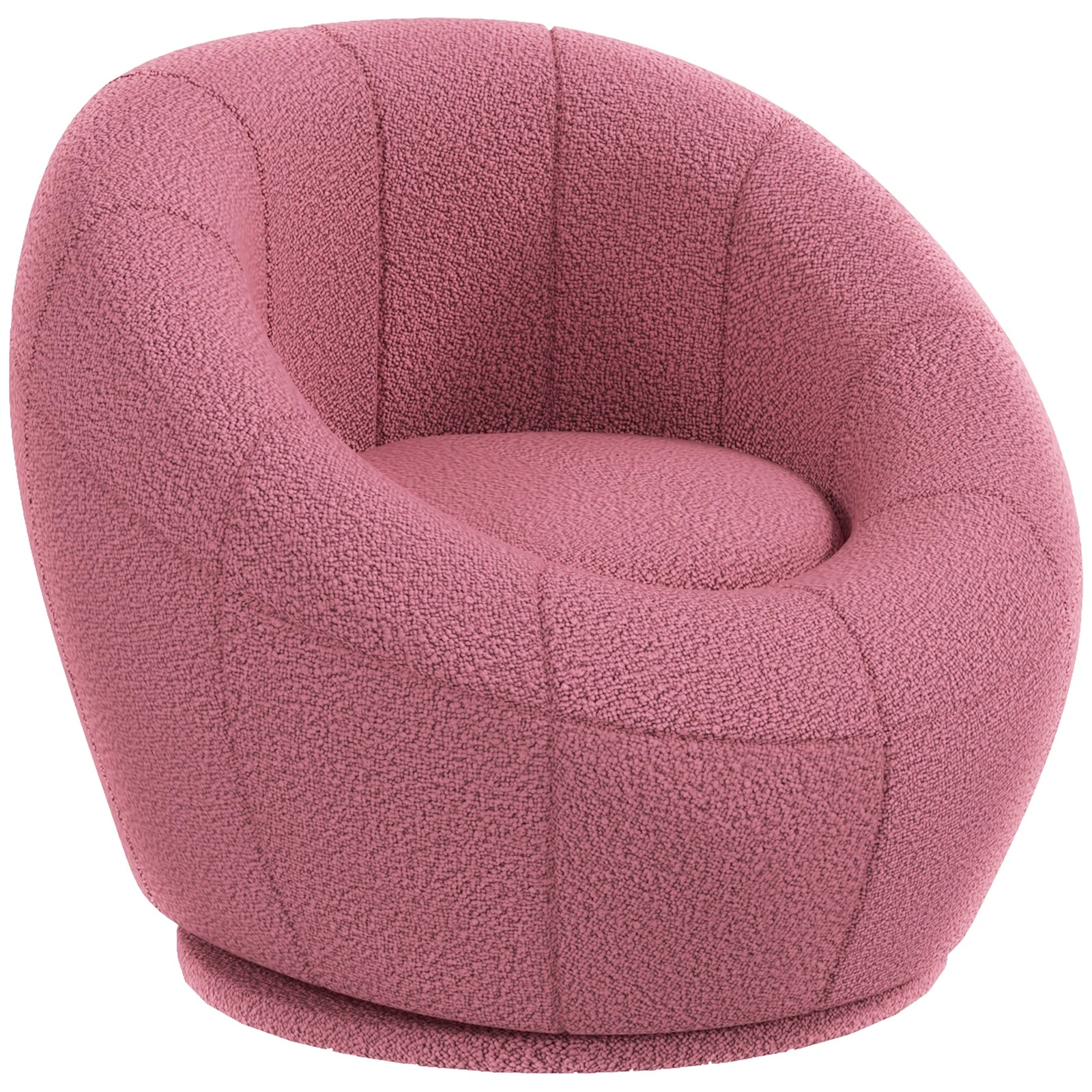 Modern Round Boucle Armchair Accent Chair Living Room | One Size | Pink